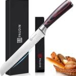 PAUDIN Bread Knife, 8 Inch Bread Slicing Knife, German High Carbon Stainless Steel Serrated Edge Knife with Ergonomic Handle, for Homemade, Crusty Bread