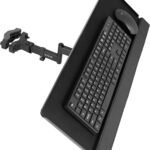 VIVO Steel Universal Full Motion Pole Mount, 26 Inch Keyboard and Mouse Tray, Ergonomic Tilt, 360 Degree Rotation, Neutral Writing Position, Black, Mount-POLEKB