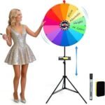 24'' 60cm Spinning Prize Wheel Adjustable 1-2m Height Spin Doodle Game Spinner Colour Roulette Wheel with Foldable Stand Prize Wheel Spinner for Parties Events Games Trade Show 14 Colors (Rainbow)