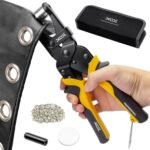 XOOL Grommet Tool Kit, 200 Sets 10mm Grommets with Magnetic Positioning, Heavy Duty Grommet Pliers with Hole Cutter for Tarps, Canvas, Fabric, Banners, Leather and DIY Crafts