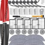 YBVABE 35Pack Accessories for Roborock Saros 10/ G30【Not for Saros 10R】 Parts – Replacement Kits, Includes 12 Mop Pads, 4 HEPA Filters, 6 Dust Bags, 8 Side Brushes, 2 Rubber Brushes, 3 Cleaning Tools