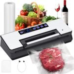 oolong Food Vacuum Sealer Machine Heavy-Duty Automatic, 100KPA Powerful Suction, Dry Moist Sealing Modes, 300mm Seal, Built-in Cutter, Bag Storage & Detachable Tray, Starter Kit with Hose, Bags
