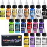 Airbrush Paint - 16 Colors with 2 Thinner, Ready to Spray Airbrush Paint Set, Water-Based Acrylic Air Brush Paints for Metal, Plastic Models, Canvas, Wood, 20ml/Bottle