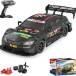 1/16 Scale RC Drift Car Remote Control Car 2.4GHz 4WD 30+KM/H High Speed Vehicle with LED Lights, Extra Drifting Tires Racing Vehicle Toys Birthday Gifts for Boys Adults, 2 Batteries