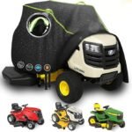 Heavy Duty Ride-On Lawn Mower Cover Waterproof 600D Oxford – Outdoor Tractor Cover with Elastic Hem, Straps, Reflective Strips, Fits 183×137×117cm for Sit-On Mowers and Garden Tractors