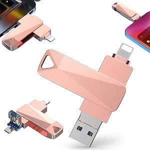 wpedjuief8iyedy8 USB Flash Drive, 2TB Phone Photo Storage Stick, Four-in-One Phone Memory Stick with Adapters, High-Speed Portable USB Drive for iPhone, PC, iPad and Multiple Devices (Pink) - Image 1