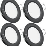 4 x DC 12V LED Downlights RV Campervan Recessed Ceiling Lights 2.5W Dimmable Spot Lights 215LM for Motorhome Boat Van Caravan Kitchen Cabinet (Black, 5000K)