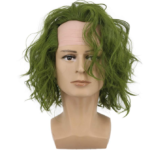 VGbeaty Adult Men Bald Short Curly Dark Green Wig | Halloween Cosplay Costume Anime Wig