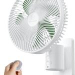 8.5Inch Quiet Wall Mount Oscillation Fan with Remote and Timer,Small Bathroom Mounted Fans with 4 Speeds, Indoor Bedroom Fan for RV, Adjustable Tilt,5.92 ft Cord,Cooling Garage for Home