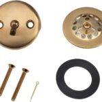 Artiwell Trip Lever Tub Trim Kit Set With Trip Lever Overflow Face Plate, Trip Lever Bathtub Drain with Strainer, Overflow and Matching Screws (BRUSHED GOLD)