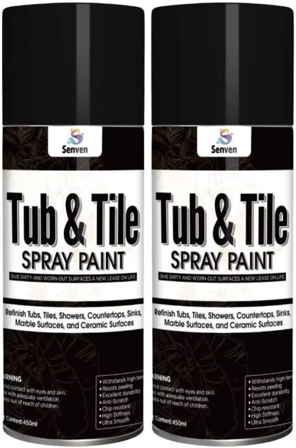 Black Tub Tile Spray Paint High Gloss Spray Paint Waterproof Black Bathtub Tile Refinishing Kit for Tiles Ceramic Porcelain Fiberglass Resurfacing Bathroom Walls Bathtubs Sinks Countertops Toilet
