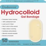 Dodanros Advanced Fast Healing Hydrocolloid Gel Bandages, Adhesive Wound Care Pads, 0.83 x 1.65 in, 50 Count