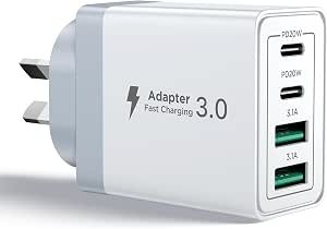 61HDC-Ig07L._AC_SY300_SX300_QL70_ML2_ Aioneus 40W USB C Fast Charger, 4-Port USB Wall Charger Plug with Dual PD USB-C Port and QC3.0 USB-A Fast Charging Port Multi USB Power Adapter AU Plug Compatible with iPhone 16/15/14/13,iPad,Samsung - Image 1
