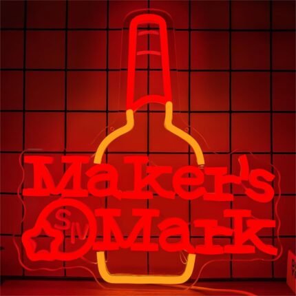Maker Mark Whiskey Neon Sign for Wall Decor Bar Neon Sign for Man Cave Neon Led Sign Dimmable Neon Light Up Sign for Beer Bar Pub Business Man Cave Club Party Gift