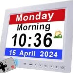 Newest Digital Clock 2.0 with 30 Alarms, Auto DST, Custom Reminders, 10-Level Auto Dimmer, 8 Colors, 6 Display Effects, Memory Function- with Adaptor & Remote