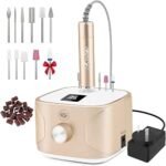 Kredioo Nail Drill 35000RPM Professional Electric File Acrylic Nails Kit for Manicure Gel Polish Remover with 11 Bits Easy Build-in Bit Holder Twist Lock Changing Bit-AU Plug