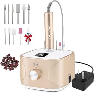 61fomjQKdoL._AC_SY300_SX300_QL70_ML2_ Kredioo Nail Drill 35000RPM Professional Electric File Acrylic Nails Kit for Manicure Gel Polish Remover with 11 Bits Easy Build-in Bit Holder Twist Lock Changing Bit-AU Plug - Image 1