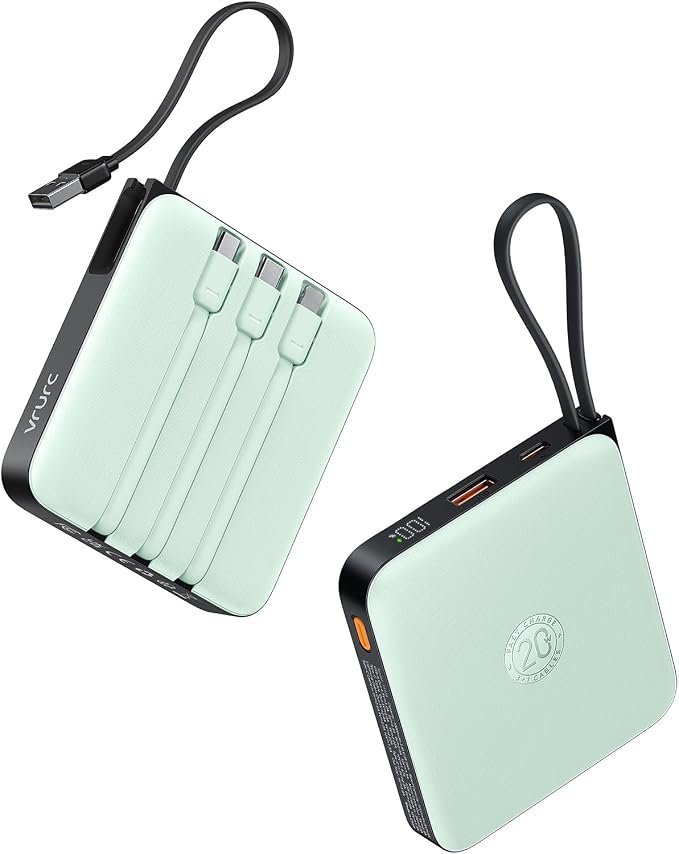 61nV3Q8yezL._AC_SX679_ VRURC Portable Power Bank Built-in Cables, 20000mAh 22.5W Fast Charging - Image 1