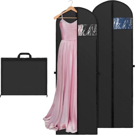 70" Long Garment Bags for Travel Dress, 2 Pack Dress Bags for Gowns, Garment Bag for Long Dress, Closet Wardrobe Bags for Gowns Tuxedos, Black