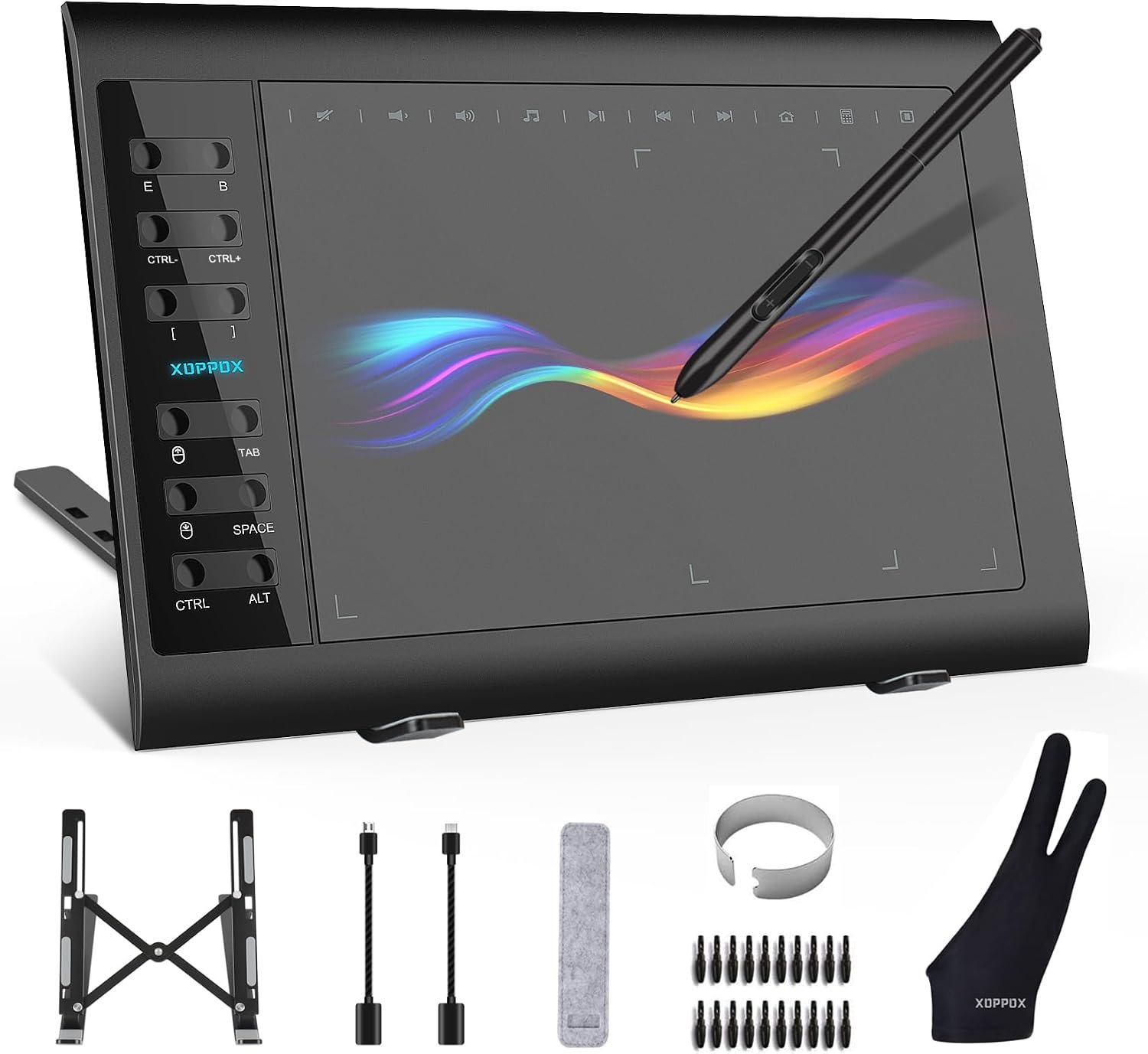 61xhDfqWmKL._AC_SL1500_ Graphics Drawing Tablet, 10×6 Inch Large Active Area with Battery-Free Stylus, 8192 Levels of Pen Pressure and 12 Hot Keys, Compatible with PC/Mac/Android for Painting, Design & Online Teaching