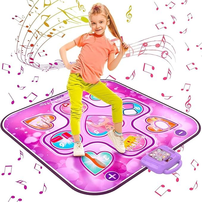 71-F-LkyoHL._AC_SX679_ Dance Mat Toys for Kids, Light Up Dancing Toy Music Dance Mat with 6 Game Modes & LED Lights, Music Light Up Dancemat Girls Toys Gifts for 3 4 5 6 7 8 9 10+ Year Old Girls - Image 1