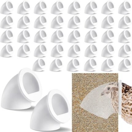 Teenyyou 10 Pack Quail Feeders No Waste DIY Feeder Port, 1.5 Inch, White