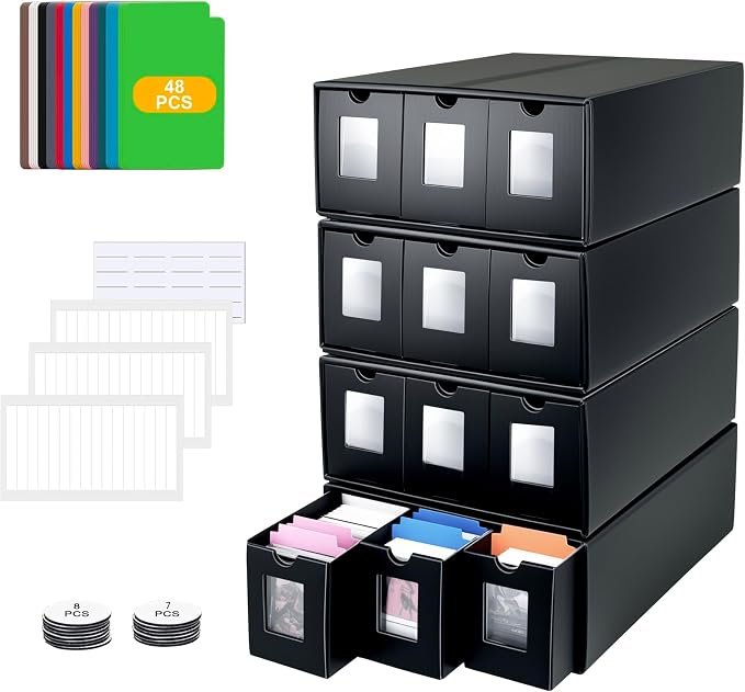 71EX3nbC54L._AC_SX679_ REASROR Trading Card Storage Box, 12000+ Unsleeved Cards, 12 × 600CT Boxes - Image 1