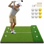 Professional Dual-Turf Golf Hitting Mat 1.5m x 1.2m, Heavy-Duty Dense Turf, Non-Slip EVA Shock Absorbing Base, Indoor Outdoor for Backyard Garage Simulator, Ideal Golf Gift for Men Dad Husband
