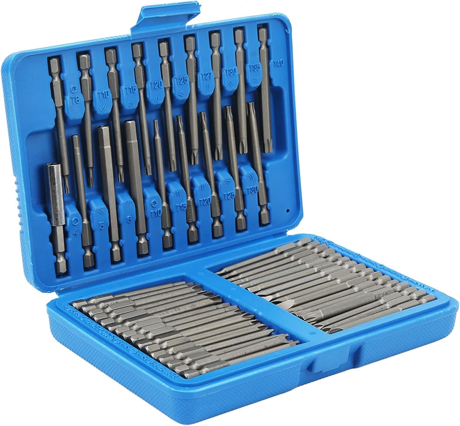 71Qaz75jiyL._AC_SL1500_ 50Pcs Extra Long Security Bit Set,Screwdriver Bit Set, Extra Long Magnetic Driver Kit CR-V ABS Screwdriver Bit, Square Flat Hex Spline Clutch Torq Multi Sizes Screwdriver Bits