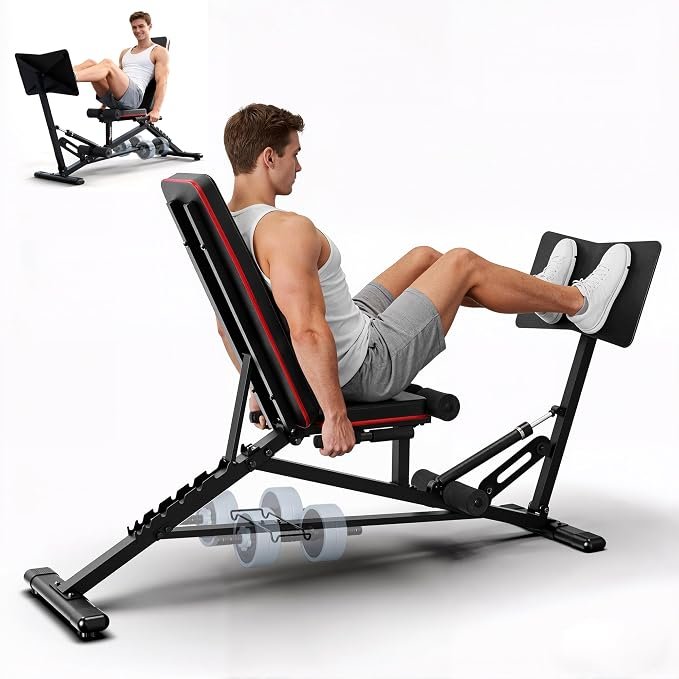 71SNWvuTmGL._AC_SX679_ PASYOU Leg Press Machine, Adjustable Weight Bench with Leg Extension, 1300LBS Weight Capacity Leg Press Machines for Home Gym Full Body Exercise, Leg Workout Equipment with Dumbbell Rack - Image 1