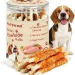 Chicken Wrapped Rawhide Dog Chews, Long-Lasting Dental Chew Twist Sticks for All Dog Breeds, Healthy Aggressive Chewers Treats, 7.05oz Pets Dog Snacks