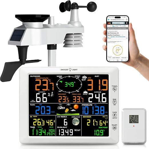 71iokjOyQPL._SX522_ Urageuxy WiFi Weather Station with Rain Gauge & Anemometer – Wireless Indoor/Outdoor Weather Monitor, Large LCD Display, Wind Speed/Direction, Barometer, Forecast, Alarm – Home, Garden, Farm Use - Image 1