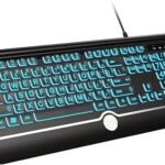Large Print Backlit Keyboard, Wired USB-A Computer Keyboard with Wrist Rest, 7-Color Backlit, Oversized Letter Keys Easy to See, Plug-and-Play, Silent, Foldable Stands for Windows/PC/Laptop (Black, L)