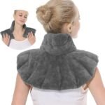 Aroma Season Microwavable Heating Pad for Neck and Shoulders, Microwave Heat Pack, Flaxseed Wheat Bag Heated Neck Wrap for Heat&Cold Therapy, 100% Natural Fillings(Gray)
