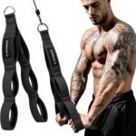 MANUEKLEAR 24-Inch 3-Grip Tricep Rope Cable Attachment for Gym Greater ROM