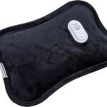 Lenoxx Rechargeable Electric Hot Water Bottle with Fast Heating up to 70°C, Automatic Shut-Off Safety, Portable Reusable Design for Pain Relief and Warmth at Home or Travel – Black