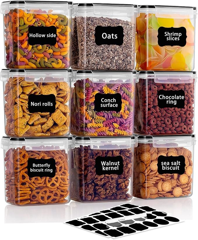 81rbOGNnokL._AC_SX679_ Feshory 9 Pack Airtight Food Storage Containers Set for Kitchen & Organisation - Pantry Storage Organiser, Cereal Storage Containers with 100% Leak-Proof Lids Ideal for Dry and Wet Food - Image 1