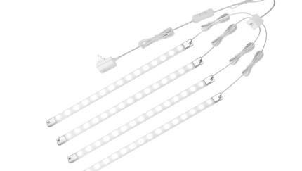Cefrank LED Display Case Lights, 4-Pack Plug-in Cabinet Light Kit, 6000K | Aluminum housing, ETL listed, 12V wired, 600 lumens, 6.6 ft cord, tape or screw...