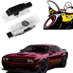 2Pcs Car Door Lights Compatible with 2015-Present Challenger Scat Pack Personality Pattern LED Projector Courtesy Welcome Light