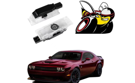 2Pcs Car Door Lights Compatible with 2015-Present Challenger Scat Pack Personality Pattern LED Projector Courtesy Welcome Light