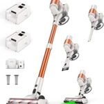 Cordless Vacuum Cleaner, 2 Batteries 110 Minutes Runtime, 600W 50KPA Stick Vacuum with Self-Standing, Tangle-Free Brush, LED Display, Vacuum Cleaner for Home Hardwood Floor, Carpet, Pet Hair