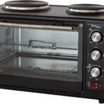 Healthy Choice 34L Oven with Rotisserie & Hotplates for Countertop - 1700 Watts Portable Oven with Rotisserie Accessories - Cooking, Toasting, Roasting, Grilling, Frying & Baking - Black