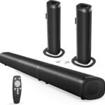 Soundbar for Smart TV, 100W Sound Bar Bluetooth 5.3 Soundbar, 2 in 1 Detachable Home Speaker Bass Effect, Home Theater Surround Sound, ARC/Optical/AUX/USB Connections, for TV/PC/Projectors