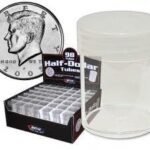BCW Coin Tubes for Half Dollars - 1ct | Holds "Kennedy" Half Dollar | Durable Plastic Tube Coin Holders | Coin Collecting Supplies | Half Dollar Coin Tubes | Coin Storage Tubes with Airtight Lids