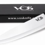Vos Ceramic Chef Knife 8 Inch with Protection Cover – Large Ceramic Kitchen Knife for Slicing, Dicing, and Fruits – Lightweight Zirconia Blade – Luxury Gift Packaging – Ultra Sharp Chefs Knife (Black)