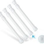 4 Pcs Tension Rod, Goowin Short Tension Rod, No Drilling Small Tension Rods for Closet, Rustproof Spring Rod, Mini Thin Tension Rods for Cabinets, Cupboard, Wardrobe Bars, Bookcase (White, 7-11 inch)