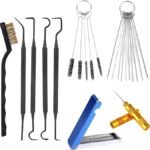 22 Pcs Carburetor Cleaner Set,URSMART Carb Cleaning Kit,Carb Cleaner Jet Remove Cleaner 15 Cleaning Needles,1 Sharpen Pick Tool Kit,1 Large Brush 4 Hooks for Motorcycle ATV Moped Welder Carb