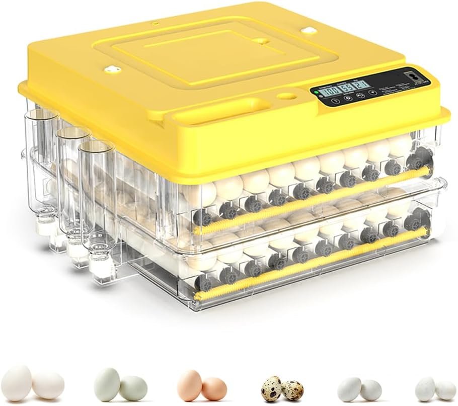 612mq-c+eWL._AC_SL1000_ 144 Egg Incubator for Hatching Eggs, Fully Automatic Egg Incubator with Auto Temp/Water/Turning, for Chicken Duck Goose Quail Pigeon Turtle Eggs, Humidity Control by Bottles, 360° View Clear Window - Image 1