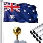 6.1M Sectional Flag Pole Kit, Heavy Duty Aluminum with Australian Flagpole Gold Ball Top Hardware for House Garden Yard Outdoor - Residential or Commercial
