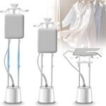 Adando Standing Garment Steamer for Clothes: 2000W Steamer with Adjustable Double Rod - 2.5L Water Tank, 40g/min Constant Steam, Flat & Hanging Ironing, Wrinkle Remover 8 Modes for Home